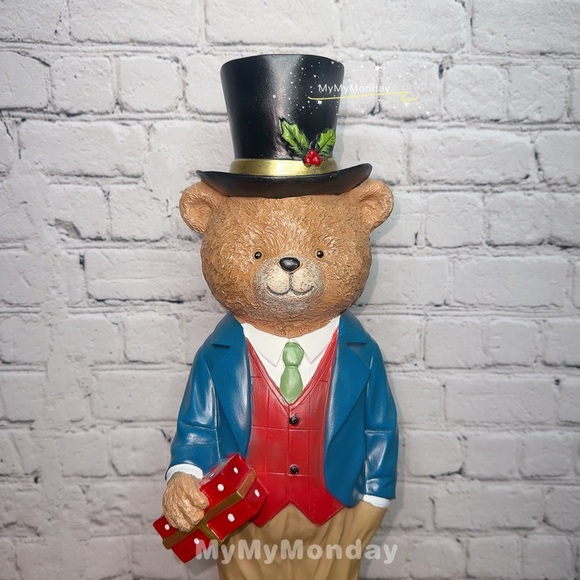 Ralph Lauren Inspired Teddy Bear Figurine with Top Hat - Picture 2 of 6